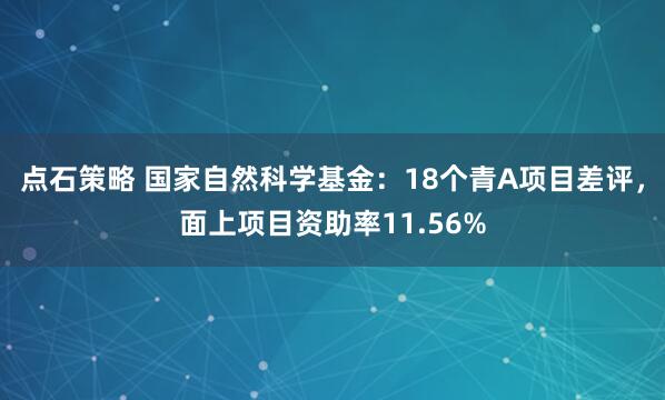点石策略 国家自然科学基金：18个青A项目差评，面上项目资助率11.56%